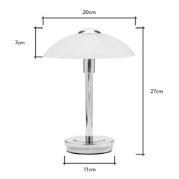 Archie Touch Lamp, Chrome and Alabaster - thumbnail 8