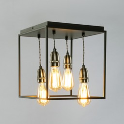 Dexter Industrial Style Box Flush Ceiling Light, Black - thumbnail 4