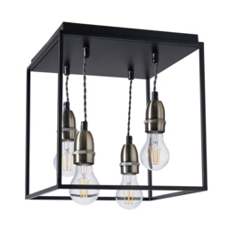 Dexter Industrial Style Box Flush Ceiling Light, Black - thumbnail 7