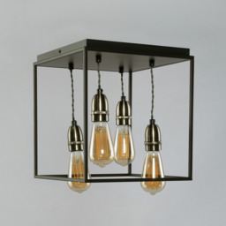 Dexter Industrial Style Box Flush Ceiling Light, Black - thumbnail 5