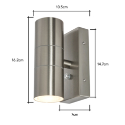 Jared Outdoor Up and Down Wall Light with Photocell, Stainless Steel - thumbnail 7