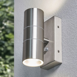 Jared Outdoor Up and Down Wall Light with Photocell, Stainless Steel - thumbnail 3