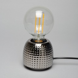 Oak Embossed Base Table Lamp, Satin Chrome - thumbnail 5