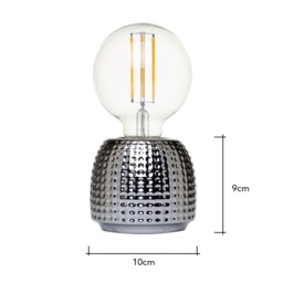 Oak Embossed Base Table Lamp, Satin Chrome - thumbnail 7