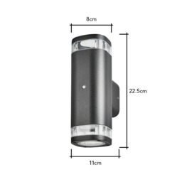 Epin Up & Down Outdoor Wall Light with Photocell Sensor, Black - thumbnail 7