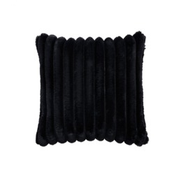 Jumbo Cord 45cm Cushion with Plain Velvet Backing, Black - thumbnail 3