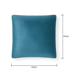 Small Velour Piped Cushion, Teal - thumbnail 5