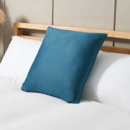 Small Velour Piped Cushion, Teal - thumbnail 1