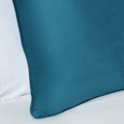 Small Velour Piped Cushion, Teal - thumbnail 4