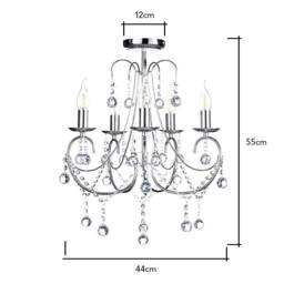 Sapparia Flush Chandelier, Chrome - thumbnail 8