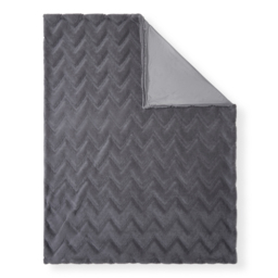 Chevron Faux Fur Throw, Charcoal - thumbnail 3