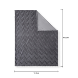 Chevron Faux Fur Throw, Charcoal - thumbnail 7