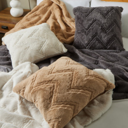 Chevron Faux Fur Throw, Charcoal - thumbnail 6