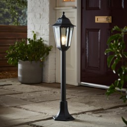Ferris Outdoor Adjustable Height Lamp Post Lantern, Black - thumbnail 3