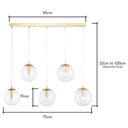 Milton 5 Light Pendant Bar, Gold - thumbnail 8