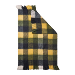 Wool Mix Check Throw, Green - thumbnail 3