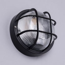 Hoy Polycarbonate Round Bulkhead Outdoor Wall Light, Black - thumbnail 5