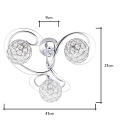 Orianna Flush Ceiling Light, Chrome - thumbnail 7