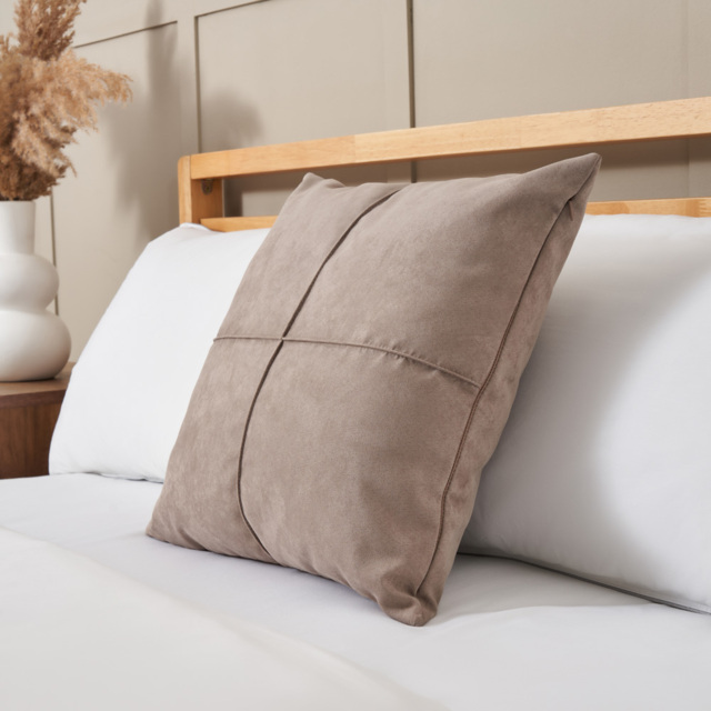 Faux Suede Cross Cushion, Brown - image 1