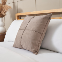 Faux Suede Cross Cushion, Brown - thumbnail 1