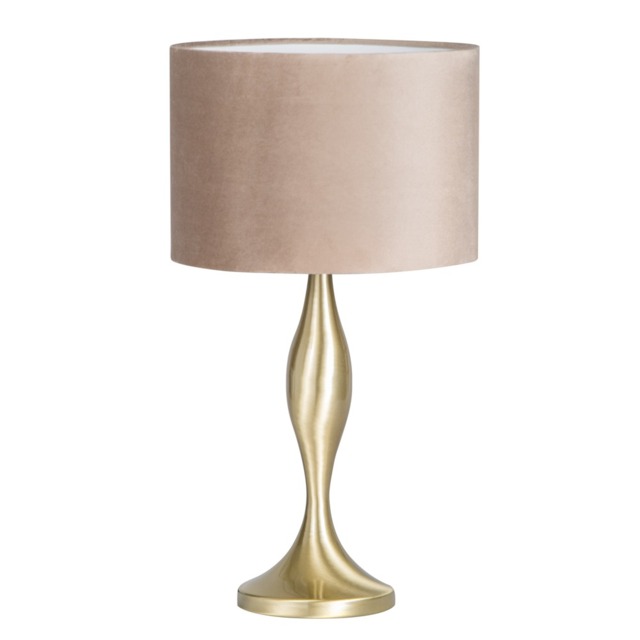 Calais Spun Metal Lamp with Champagne Shade, Antique Brass - image 1