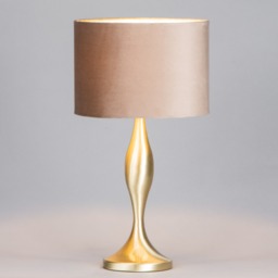 Calais Spun Metal Lamp with Champagne Shade, Antique Brass - thumbnail 4