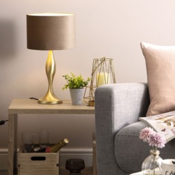 Calais Spun Metal Lamp with Champagne Shade, Antique Brass - thumbnail 3