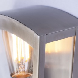 Kerr Outdoor Lantern Curved Wall Light, Stainless Steel - thumbnail 6