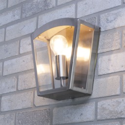 Kerr Outdoor Lantern Curved Wall Light, Stainless Steel - thumbnail 3