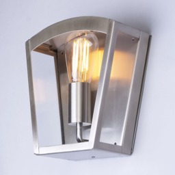 Kerr Outdoor Lantern Curved Wall Light, Stainless Steel - thumbnail 4