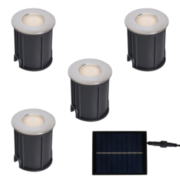 Otis RGB LED Outdoor Solar Recessed Deck Light Kit, Black - thumbnail 1