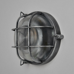 Mika Outdoor Caged Round Bulkhead Wall Light, Silver - thumbnail 5