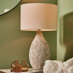 Inar Ceramic Table Lamp, Natural - thumbnail 3