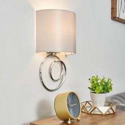 Aspen Sculpt Wall Light with Faux Silk Shade, Chrome - thumbnail 3