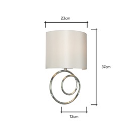 Aspen Sculpt Wall Light with Faux Silk Shade, Chrome - thumbnail 7