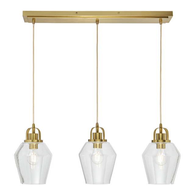 Saskia Bubble Glass Diner Pendant Bar, Satin Brass - image 1