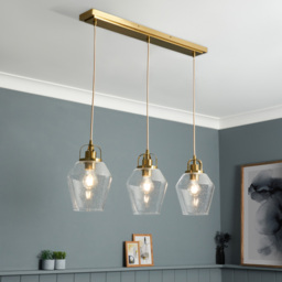 Saskia Bubble Glass Diner Pendant Bar, Satin Brass - thumbnail 3