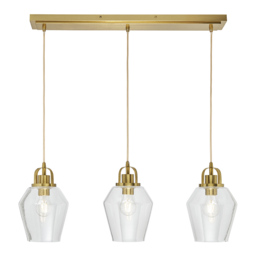 Saskia Bubble Glass Diner Pendant Bar, Satin Brass
