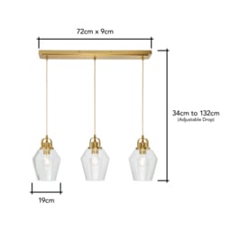 Saskia Bubble Glass Diner Pendant Bar, Satin Brass - thumbnail 9
