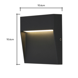 Zak Outdoor LED 10cm Square Wall Light, Anthracite - thumbnail 7