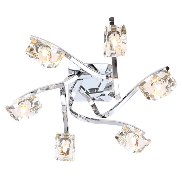 Bella 6 Light Flush Ceiling Light, Chrome - image 1