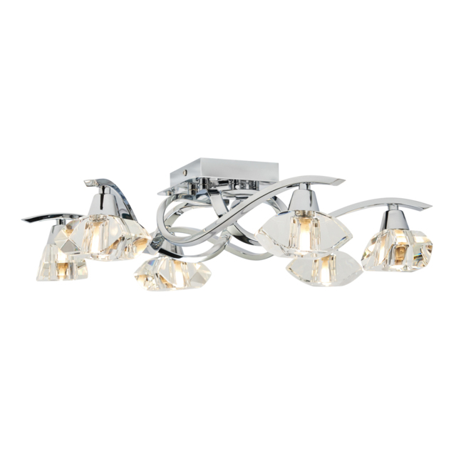 Bella 6 Light Flush Ceiling Light, Chrome - image 1