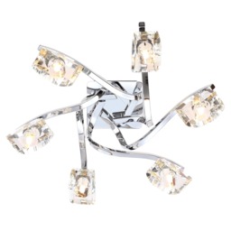 Bella 6 Light Flush Ceiling Light, Chrome