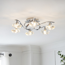 Bella 6 Light Flush Ceiling Light, Chrome - thumbnail 3