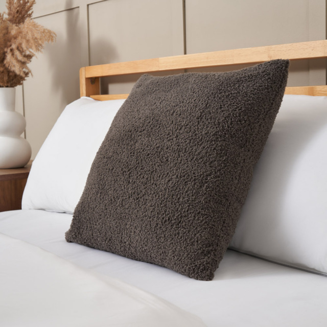 Really Soft Teddy Bear Fleece Cushion, Grey - image 1