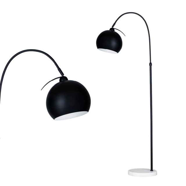 Benson Curved Floor Lamp, Satin Black - image 1