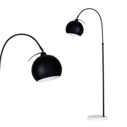 Benson Curved Floor Lamp, Satin Black - thumbnail 1