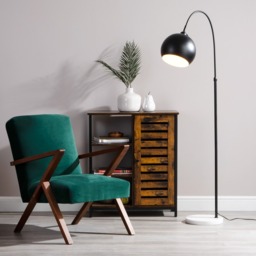 Benson Curved Floor Lamp, Satin Black - thumbnail 3