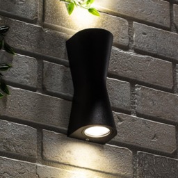 Melby Outdoor Egg Timer Style LED Up and Down Wall Light, Black - thumbnail 3