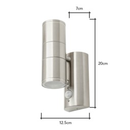 Delting Up and Down Outdoor Wall Light with PIR Sensor, Stainless Steel - thumbnail 7